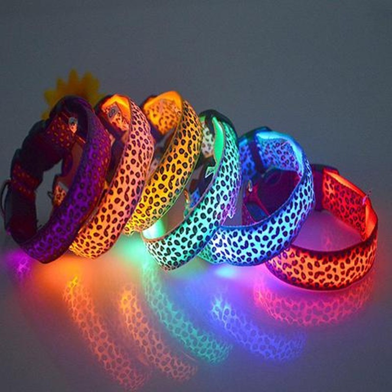 Glow in Style: Rechargeable LED Leopard Safety Collar for Night Walks