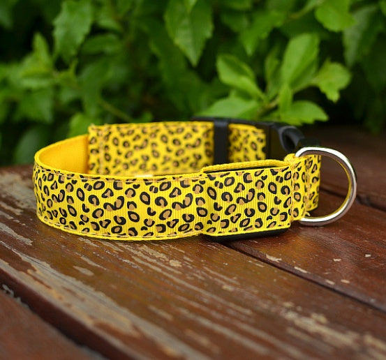 Glow in Style: Rechargeable LED Leopard Safety Collar for Night Walks