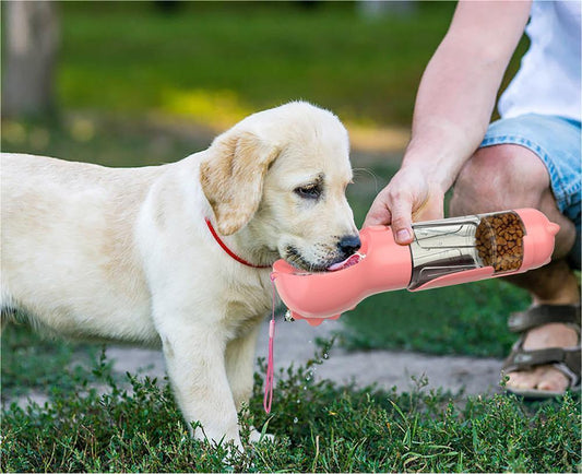 On-the-Go Pet Care: 3-in-1 Water Bottle, Feeder, & Cleanup Solution