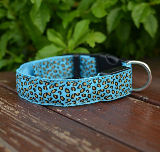 Glow in Style: Rechargeable LED Leopard Safety Collar for Night Walks