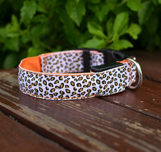 Glow in Style: Rechargeable LED Leopard Safety Collar for Night Walks